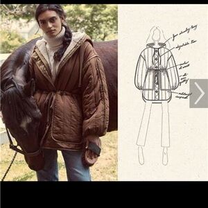 Doen Olive Green Quilted Jacket with Cream Lining